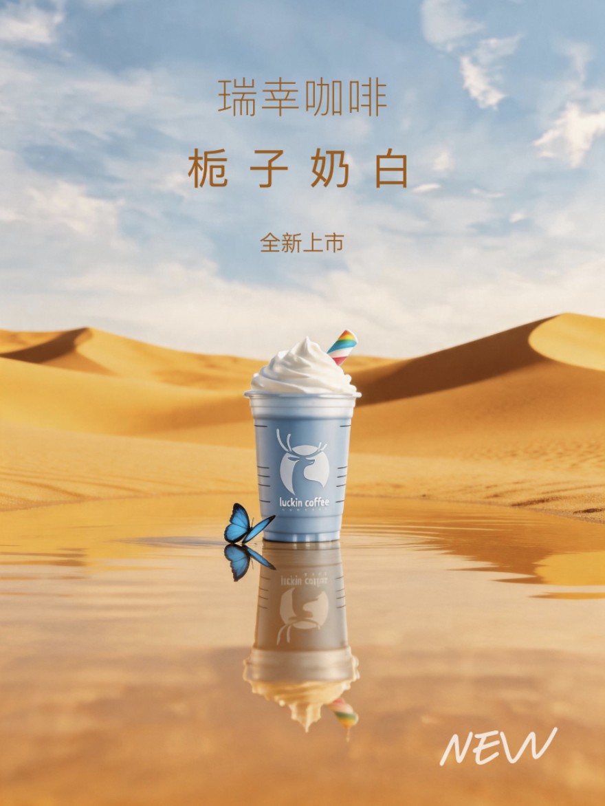 栀子奶白沙漠场景海报